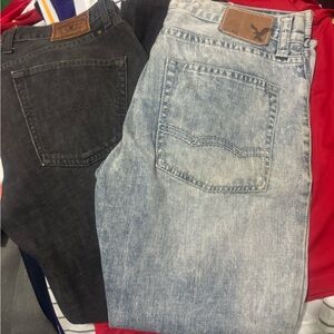 Lucky Brand and  American Eagle Outfitters Black and Light Blue Jeans.
